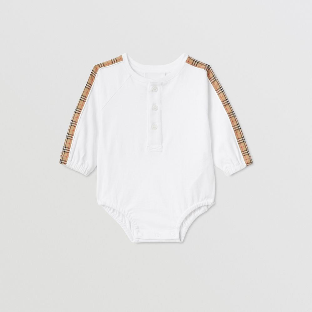 Burberry Vintage Check Detail Cotton Bodysuit