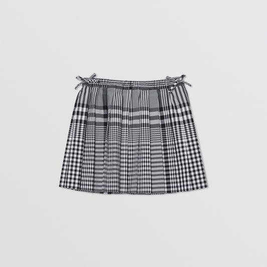 Burberry Check Cotton Poplin Pleated Skirt