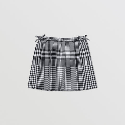 Burberry Check Cotton Poplin Pleated Skirt
