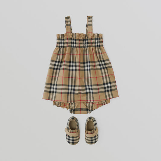 Burberry Vintage Check Cotton Dress with Bloomers