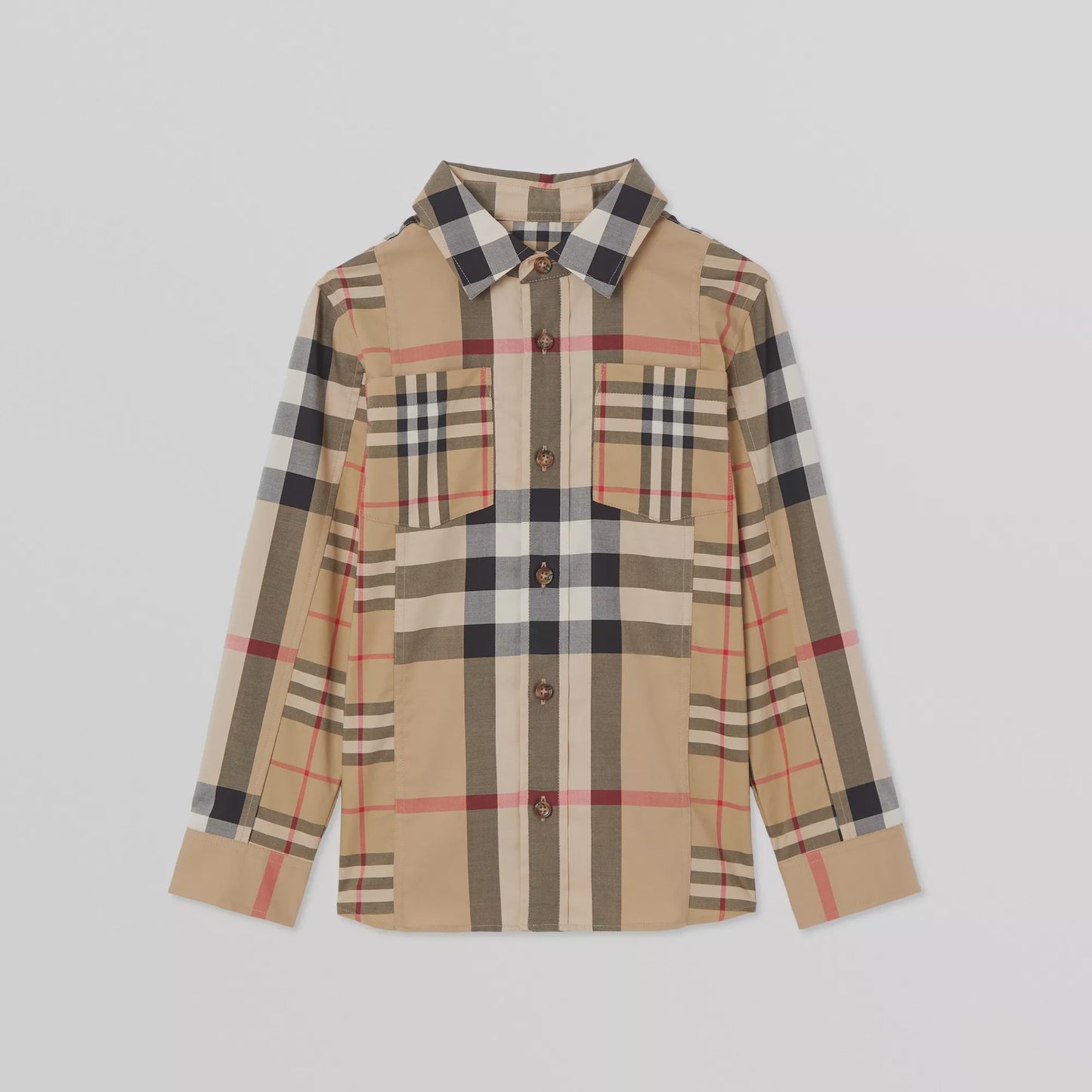 Burberry Patchwork Check Stretch Cotton Shirt