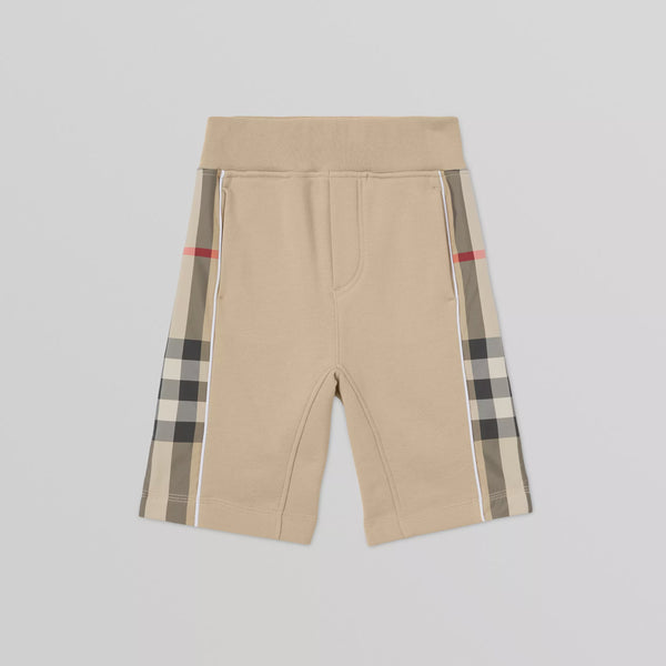 Burberry Beige Check Panel Cotton Shorts
