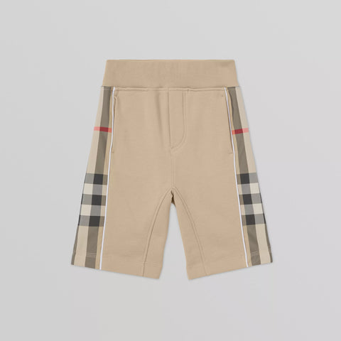 Burberry Beige Check Panel Cotton Shorts