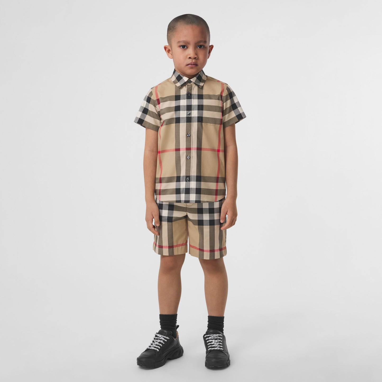 Burberry Short-sleeve Check Stretch Cotton Shirt