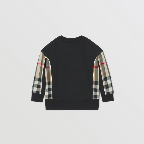 Burberry Check Panel Cotton Sweatshirt