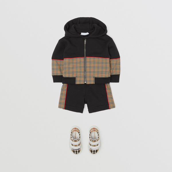 Burberry Baby Check Panel Cotton Hooded Jacket