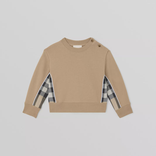 Burberry Baby  Beige Check Panel Sweatshirt