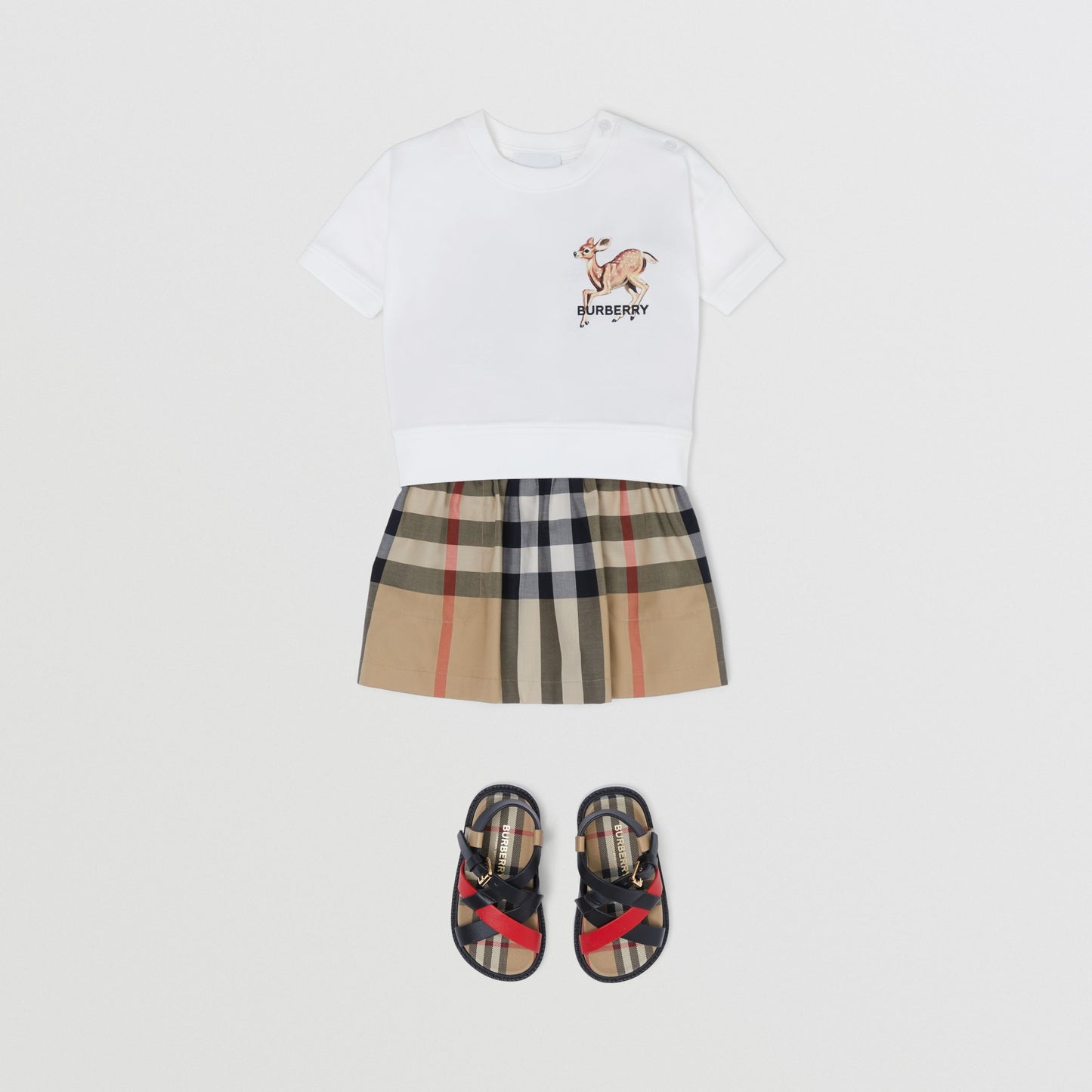 Burberry Baby Deer Motif Cotton T-shirt