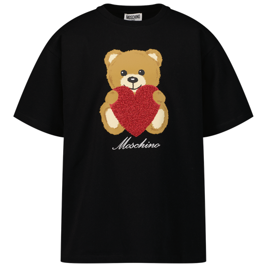 Moschino Girls Cotton Black Teddy Bear T-Shirt
