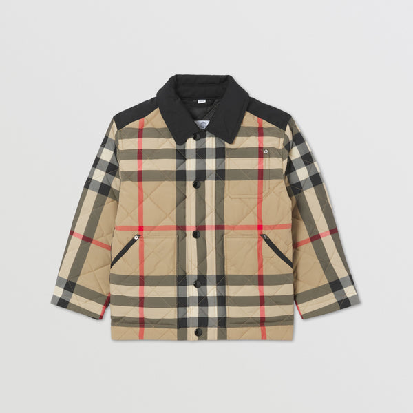 Burberry Logo Appliqué Check Diamond Quilted Jacket