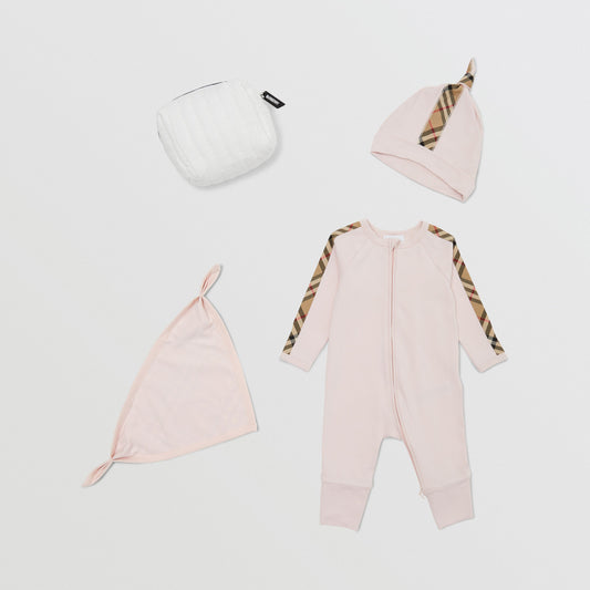 Burberry Check Trim Cotton Three-piece Baby Gift Set