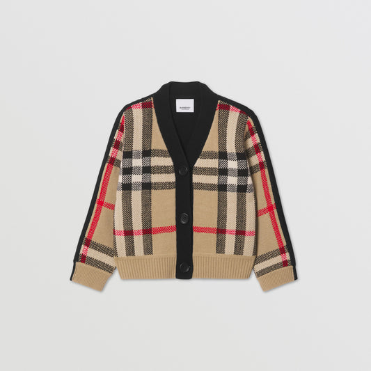 Burberry Check Wool Cashmere Jacquard Cardigan