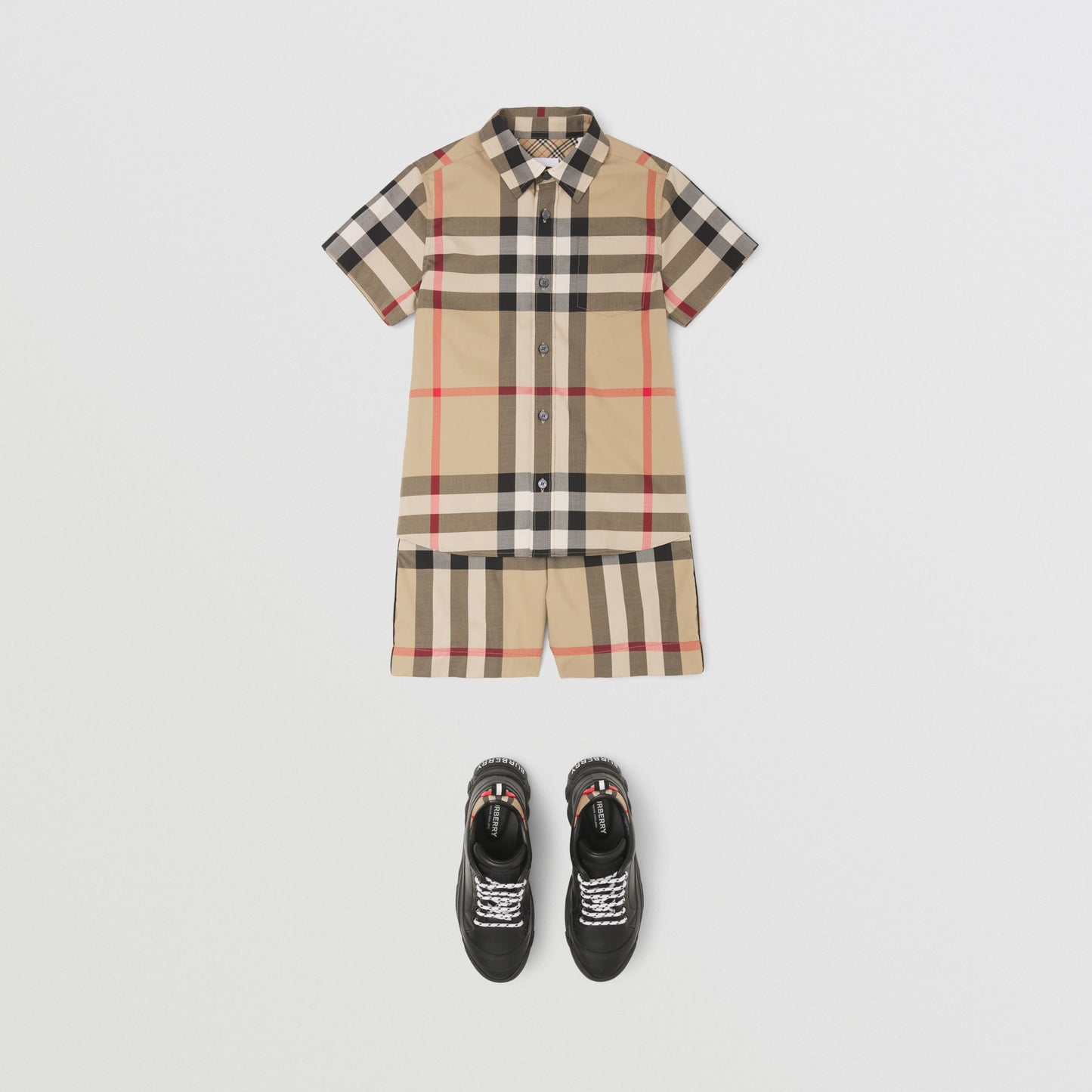 Burberry Short-sleeve Check Stretch Cotton Shirt