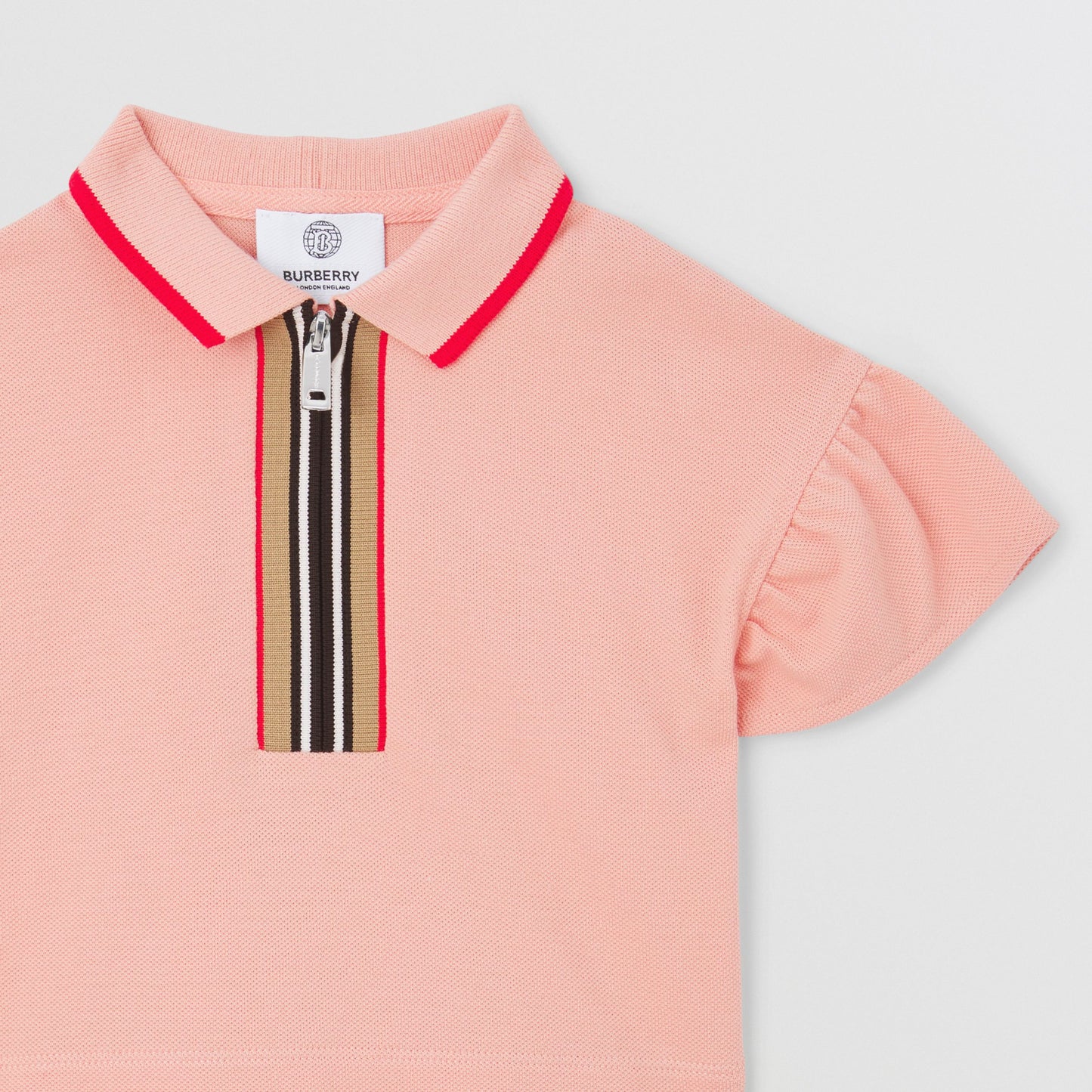 Burberry Baby Icon Stripe Zip-front Polo Shirt