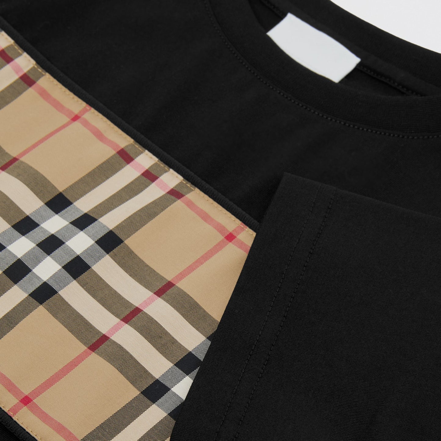 Burberry Black Vintage Check Panel Cotton T-shirt