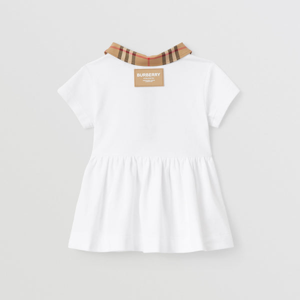 Burberry Check Trim Cotton Piqué Dress with Bloomers
