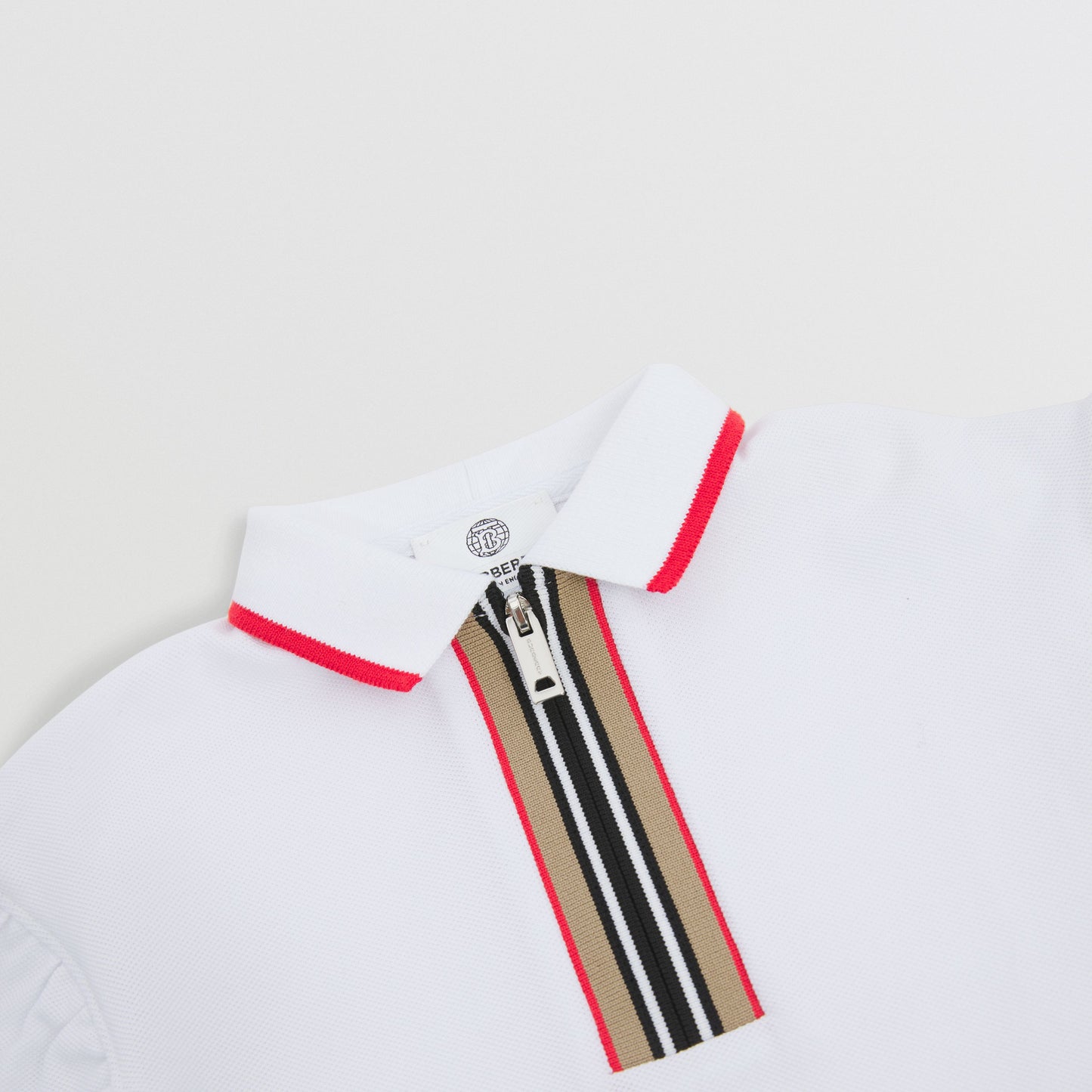 Burberry Icon Stripe Detail Cotton Zip-front Polo Shirt