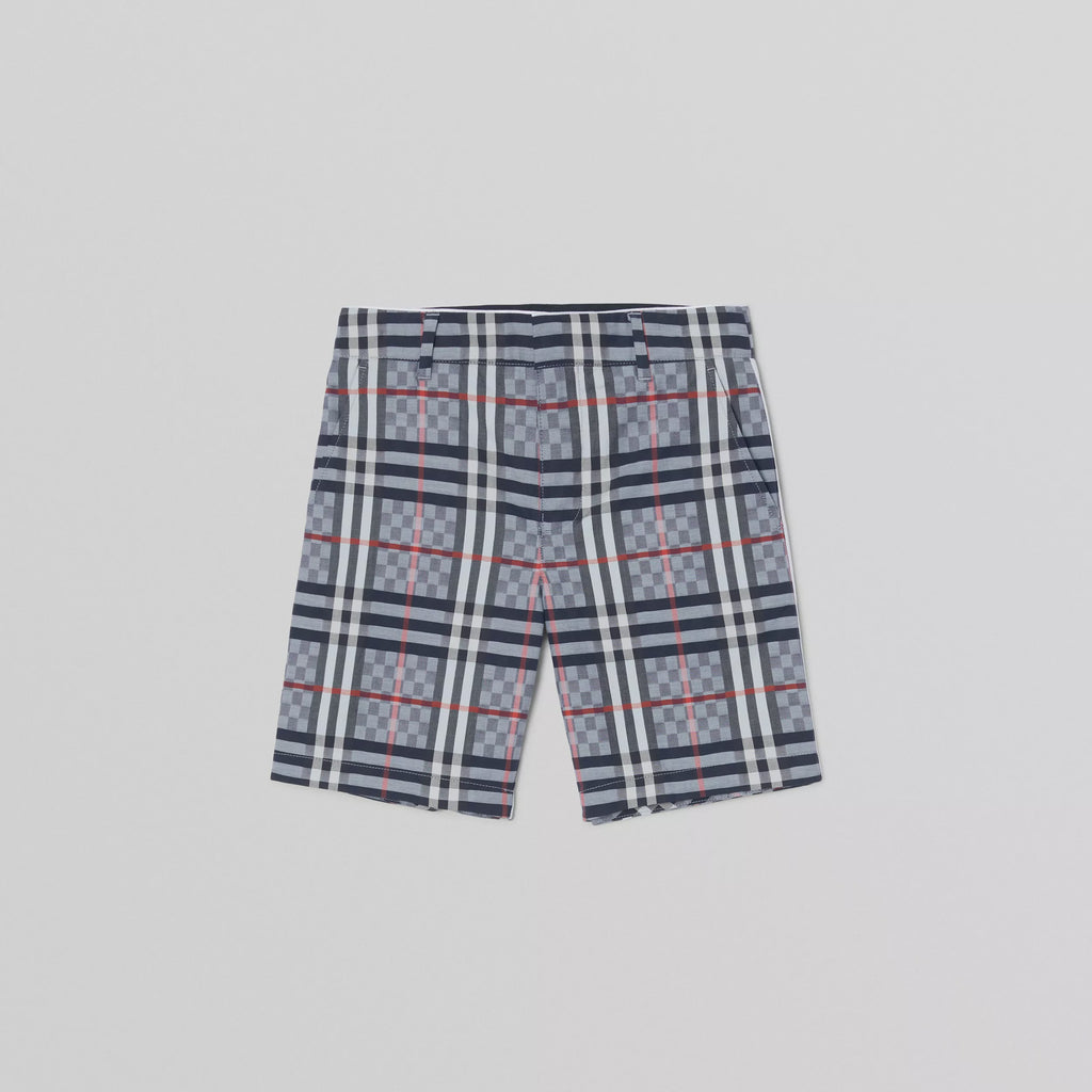 Burberry Chequerboard Stretch Cotton Tailored Shorts