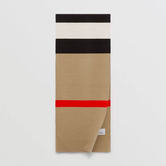Burberry Icon Stripe 100% Wool Scarf