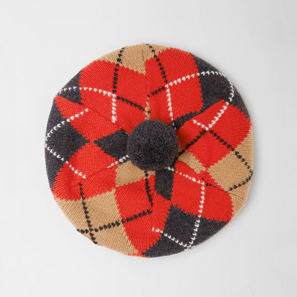 Burberry Motif Argyle Intarsia Wool Hat