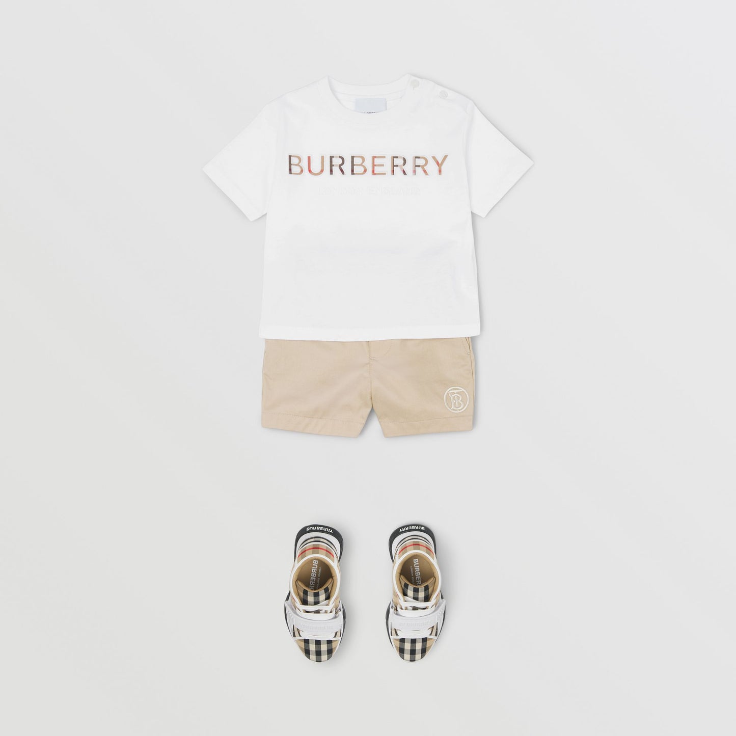 Burberry Baby White Embroidered Logo Cotton T-shirt