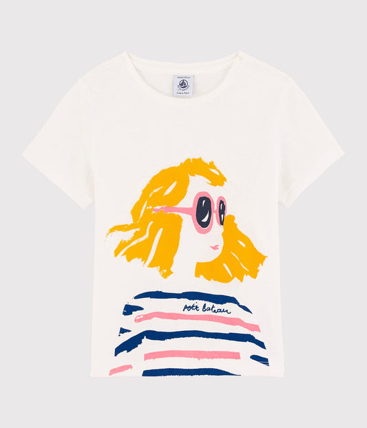 Petit Bateau Girls Catitude Cotton Tshirt