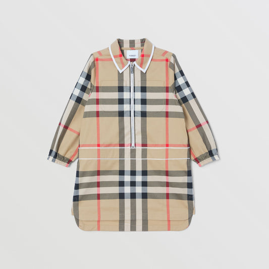 Burberry Check Stretch Cotton Shirt Dress
