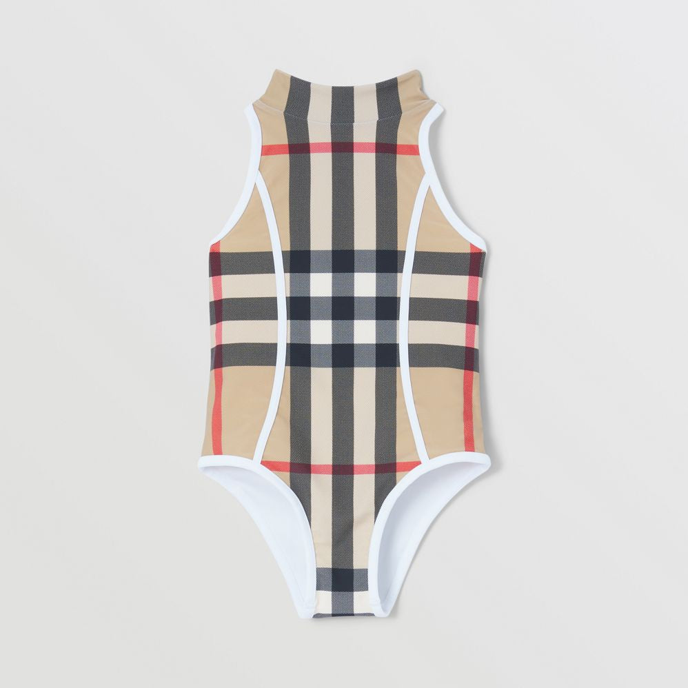 Burberry Beige Check One-piece Swimwear