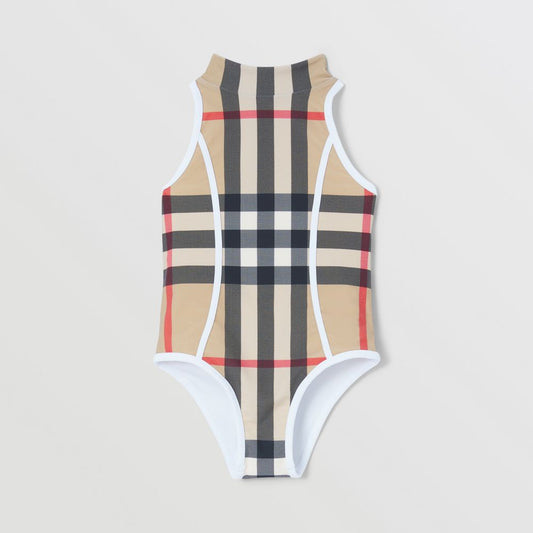 Burberry Beige Check One-piece Swimwear