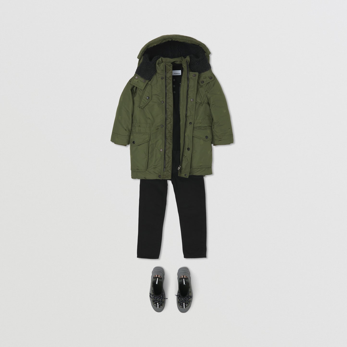 Burberry Star and Monogram Motif Nylon Parka Coat