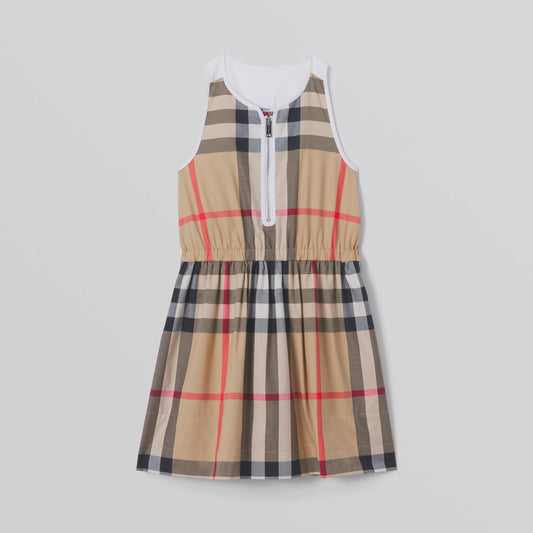 Burberry Sleeveless Check Stretch Cotton Dress