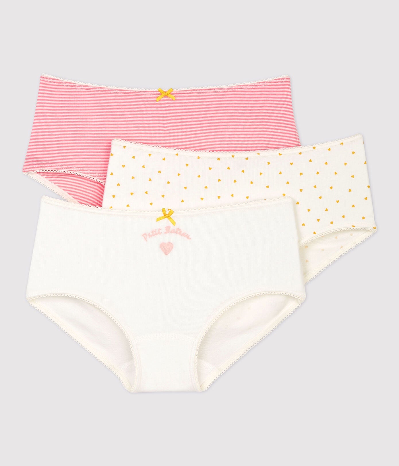 Petit Bateau Gril's Heart Print Cotton Panties