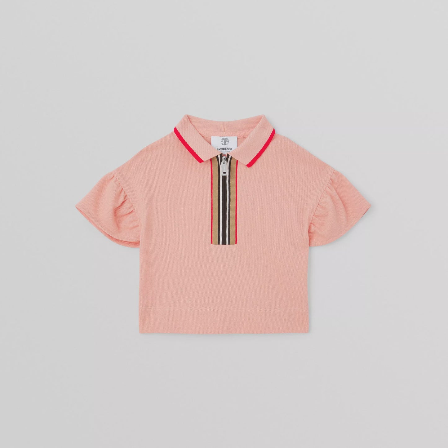 Burberry Baby Icon Stripe Zip-front Polo Shirt