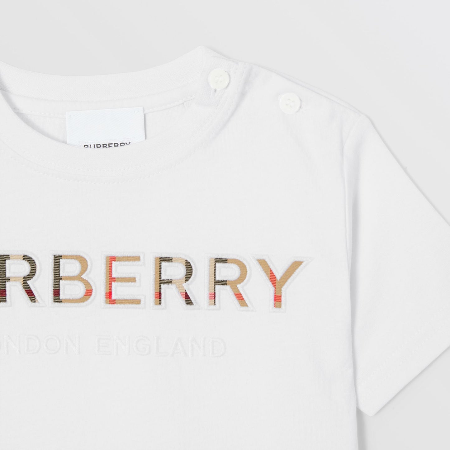 Burberry Baby White Embroidered Logo Cotton T-shirt