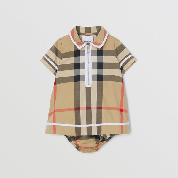 Burberry Check Stretch Cotton Dress with Bloomers