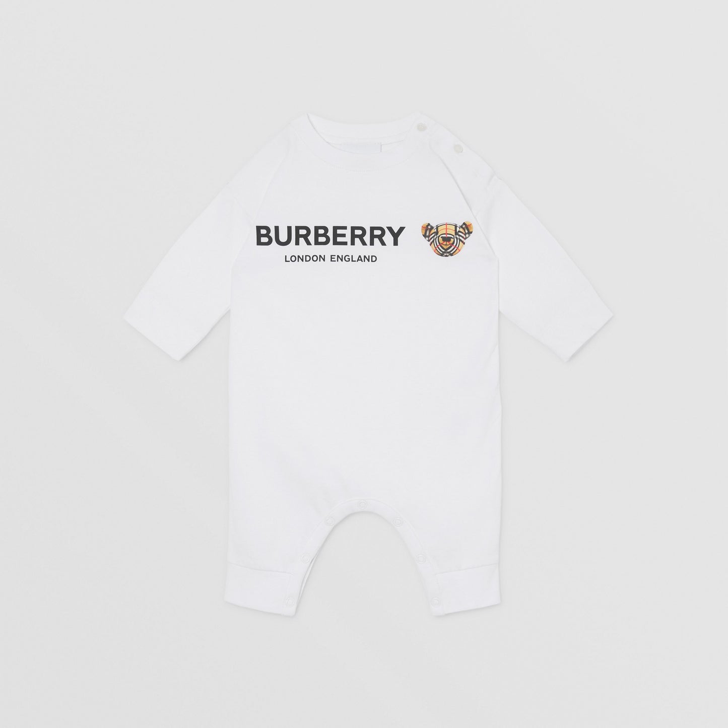 Burberry White Cotton Logo Babygrow