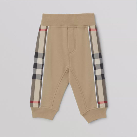 Burberry Baby Beige Check Panel Jogging Pants