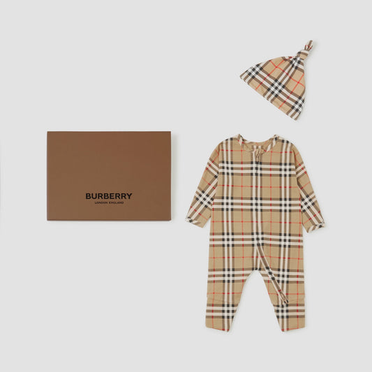 Burberry Check Cotton Two-piece Baby Gift Set