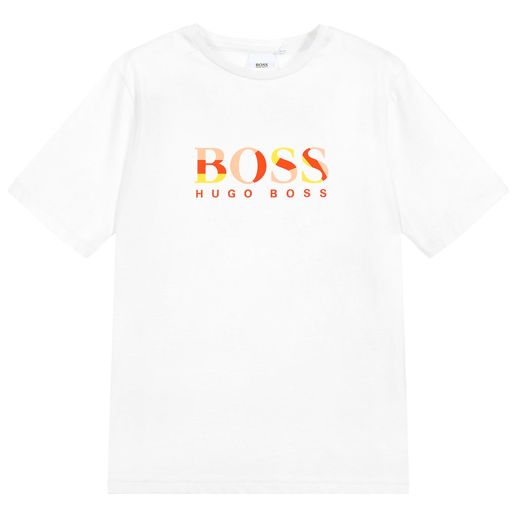 BOSS White Cotton Logo Tshirt