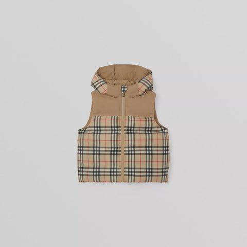 Burberry Reversible Check Hooded Puffer Gilet