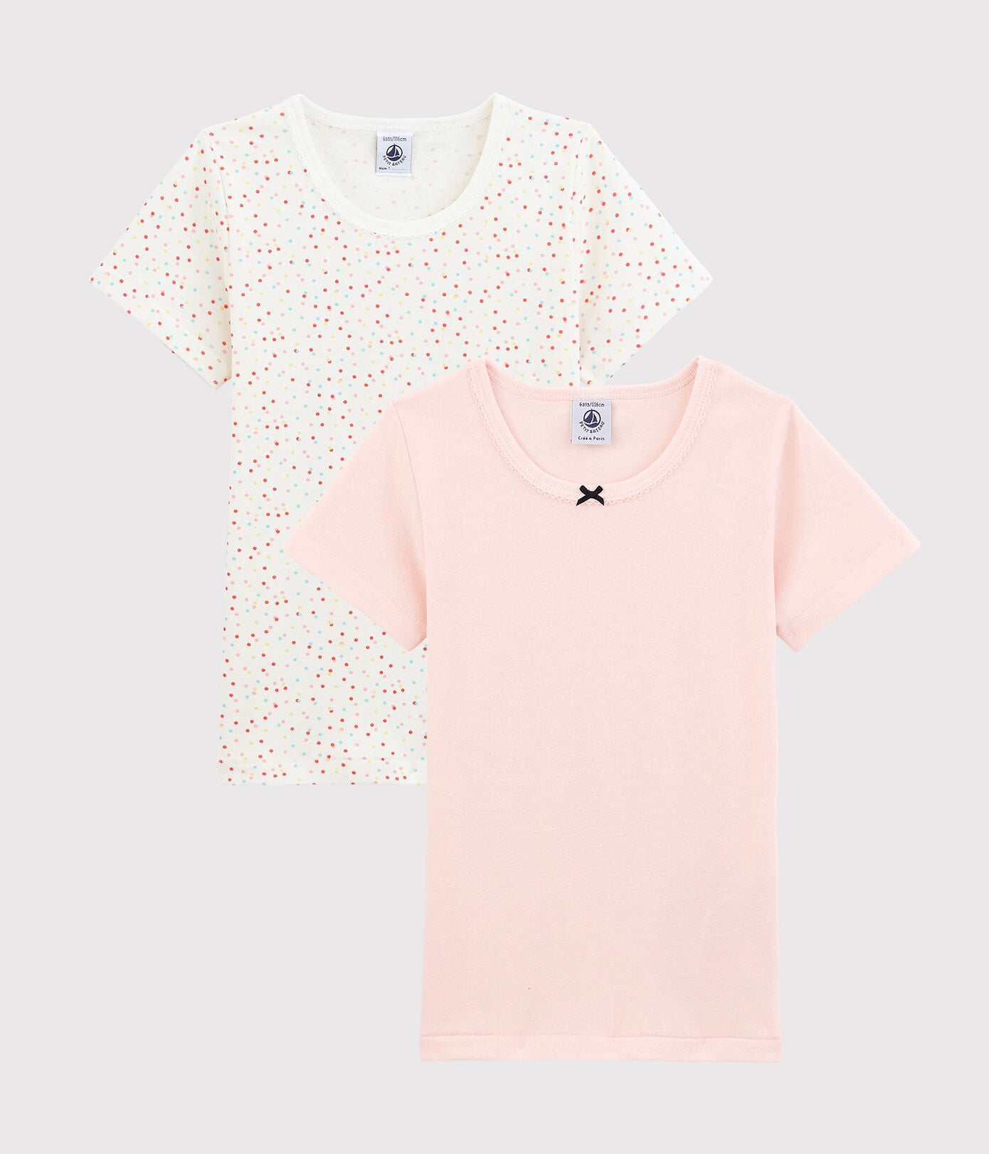 Patit Bateau Girls Cotton Top (2 Pack)