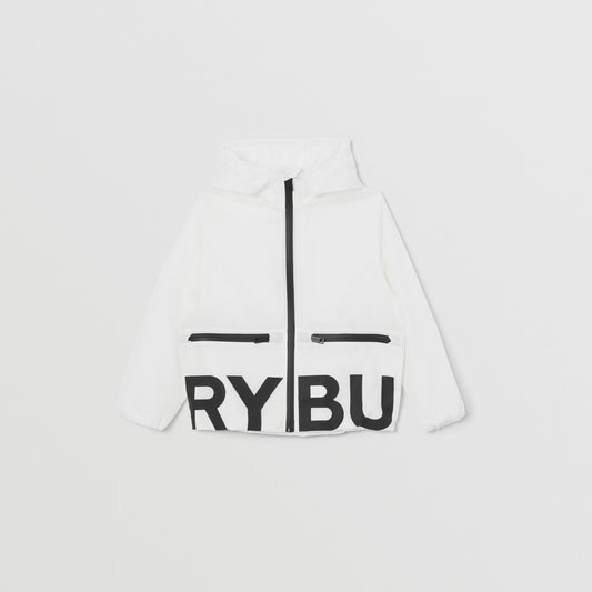 Burberry Logo Print Lightweight Nylon Hooded Jacket
