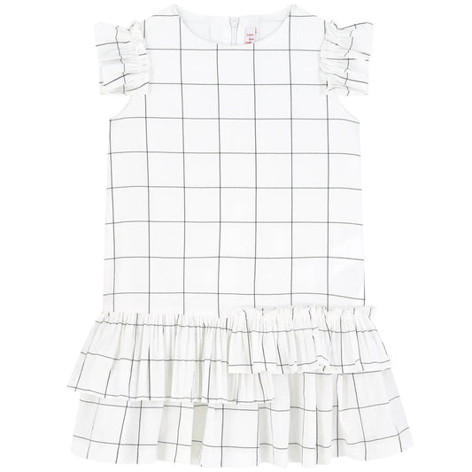 Il Gufo Black Checked percale dress