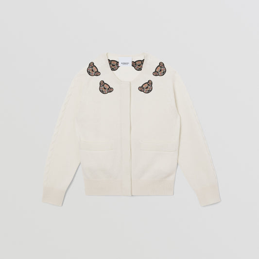 Burberry Thomas Bear Motif Wool Cardigan