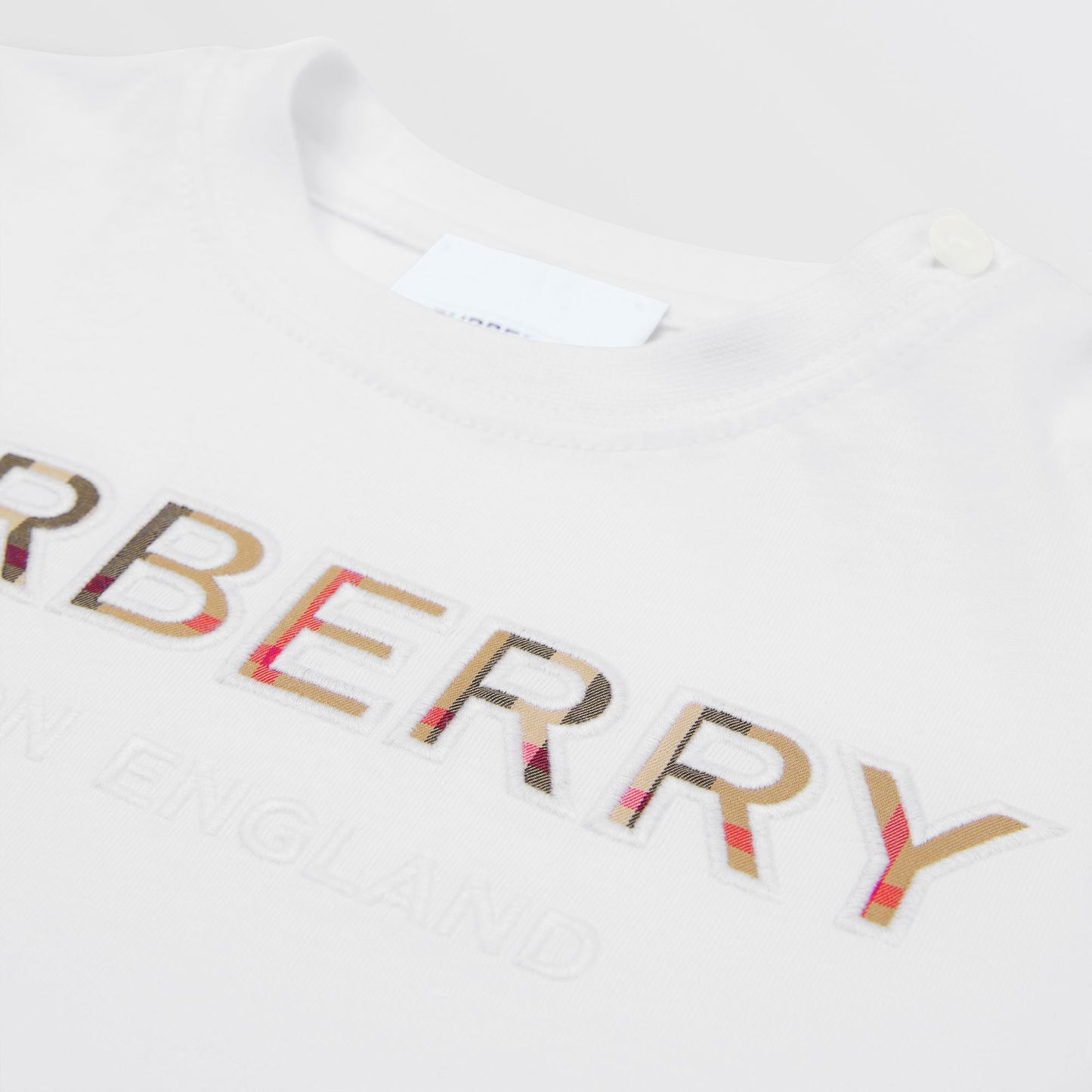 Burberry Baby White Embroidered Logo Cotton T-shirt