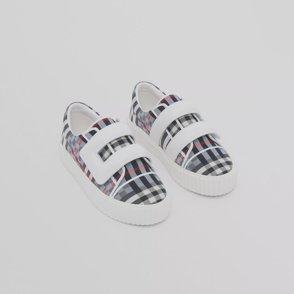 Burberry Stretch Cotton and Leather Sneakers