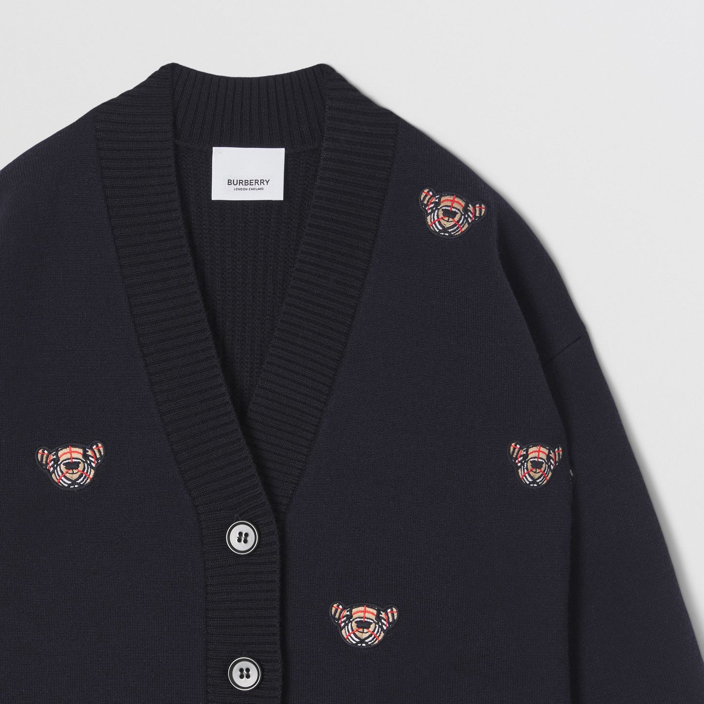 Burberry Thomas Bears Motif Wool Cardigan