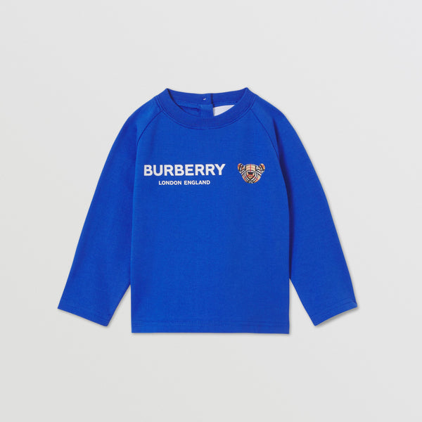 Burberry Long-sleeve Thomas Bear Motif Cotton Top