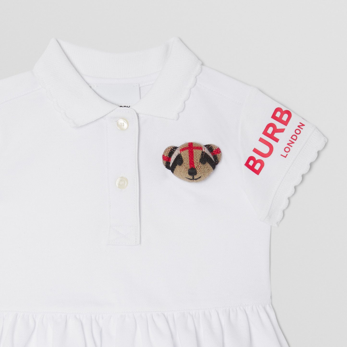 Burberry Thomas Bear Motif Cotton Polo Dress with Bloomers