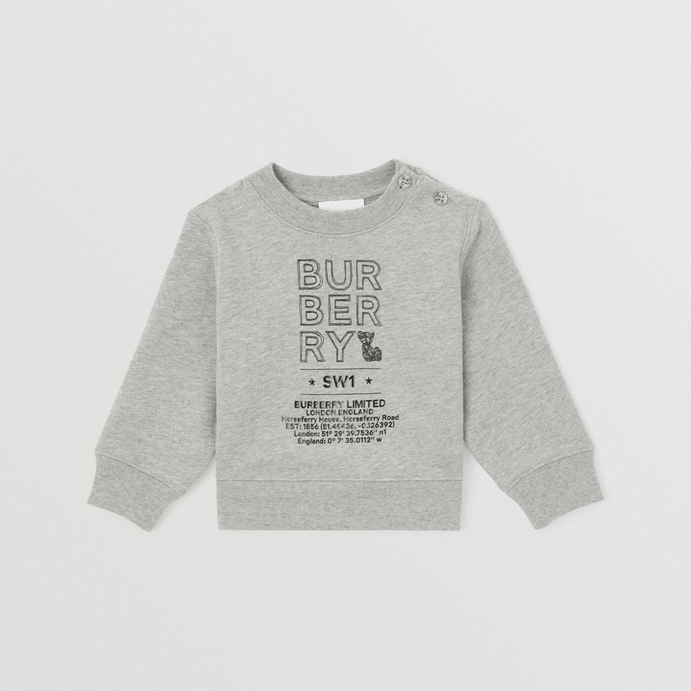 Burberry Baby Logo Sketch Print Cotton Sweatshirt